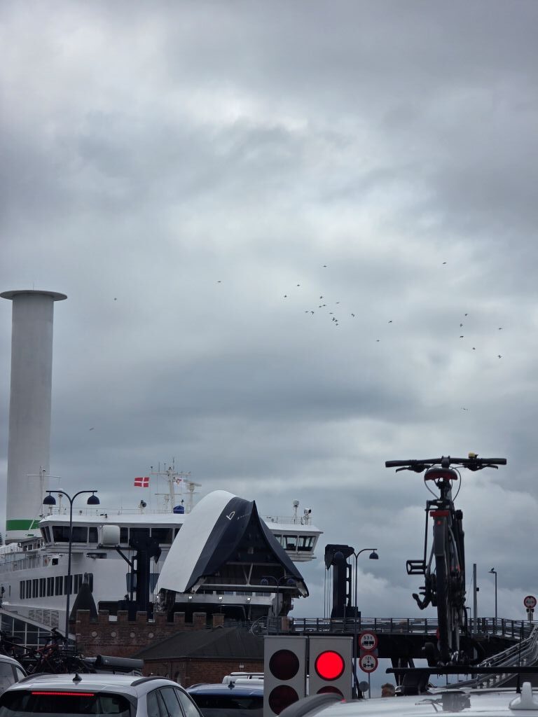 1. Blick auf die Fähre im Hafen von Gedser kurz vor der Überfahrt nach Rostock.